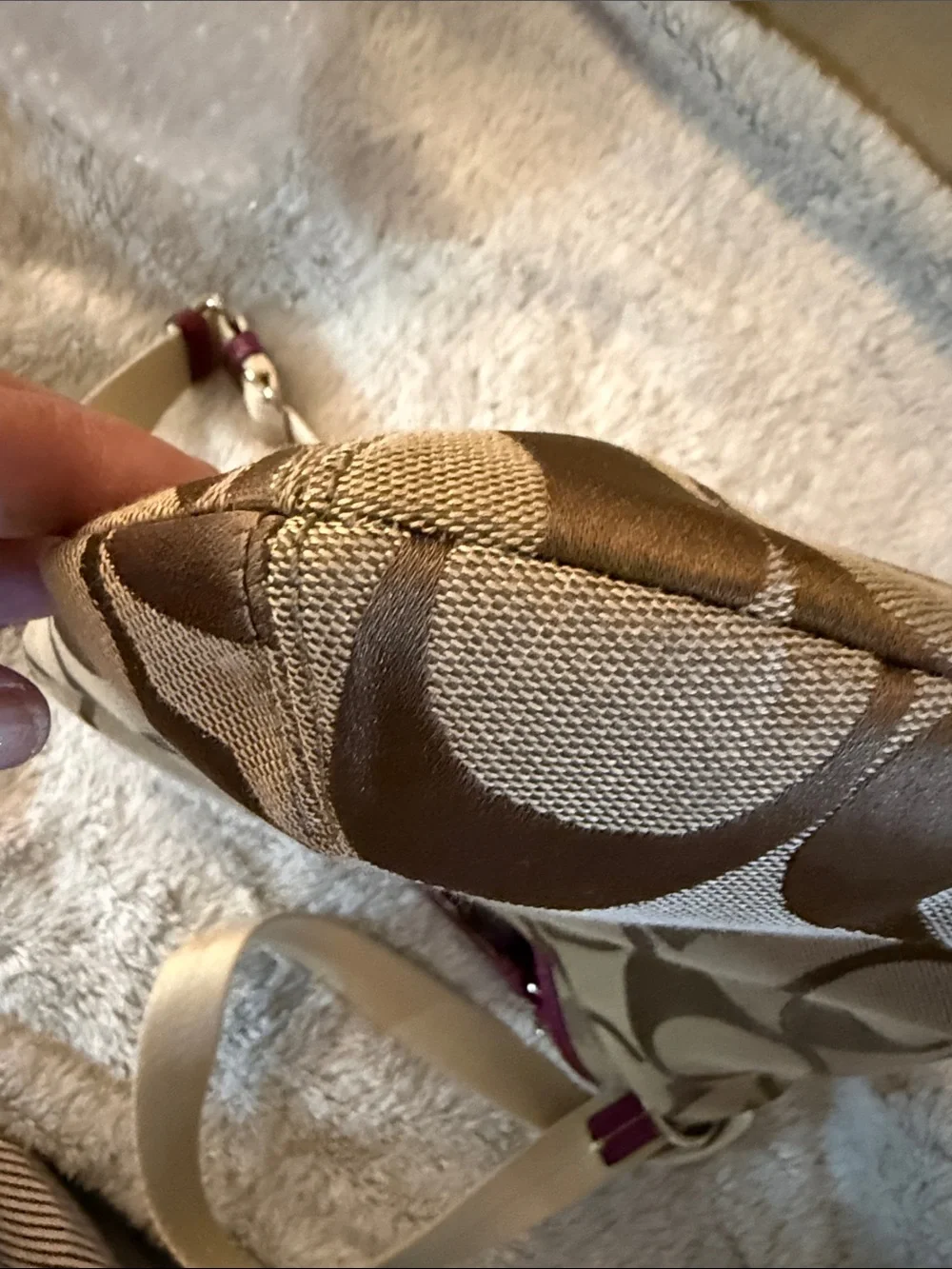 Authentic Coach Khaki/brown/fuchsia crossbody with cram shoulder strap